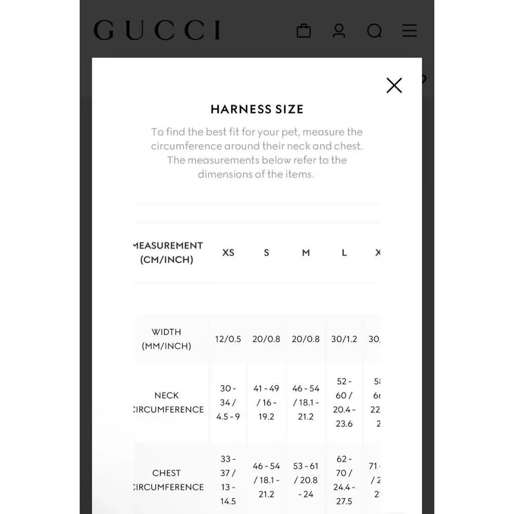 Gucci Demetra Pet Harness Size M NWB